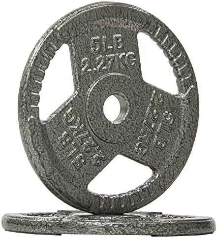 BalanceFrom Cast Iron Plate Weight Plate for Strength Training and Weightlifting, Standard, 5-Pound, Pair
