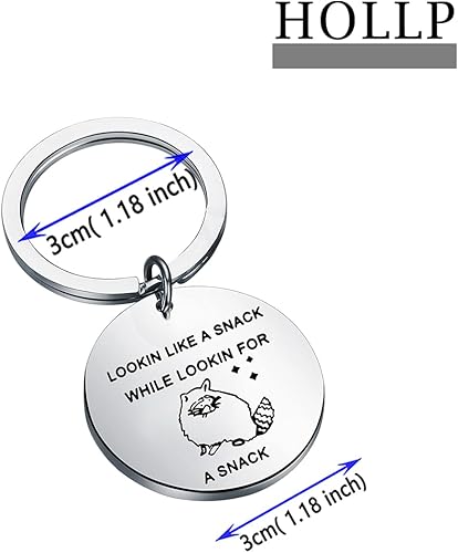 Miniatura 2 de HOLLP Regalo de mapache de animales, regalo para amantes del mapache con aspecto de un aperitivo mientras busca un bocadillo, llavero protector de