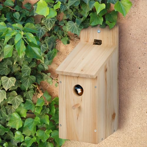 Relaxdays Nistkasten Bausatz für Vögel, 32mm Einflugloch, HBT: 29,5x11,5x17 cm, Vogelhaus zum selber Bauen, Holz, Natur