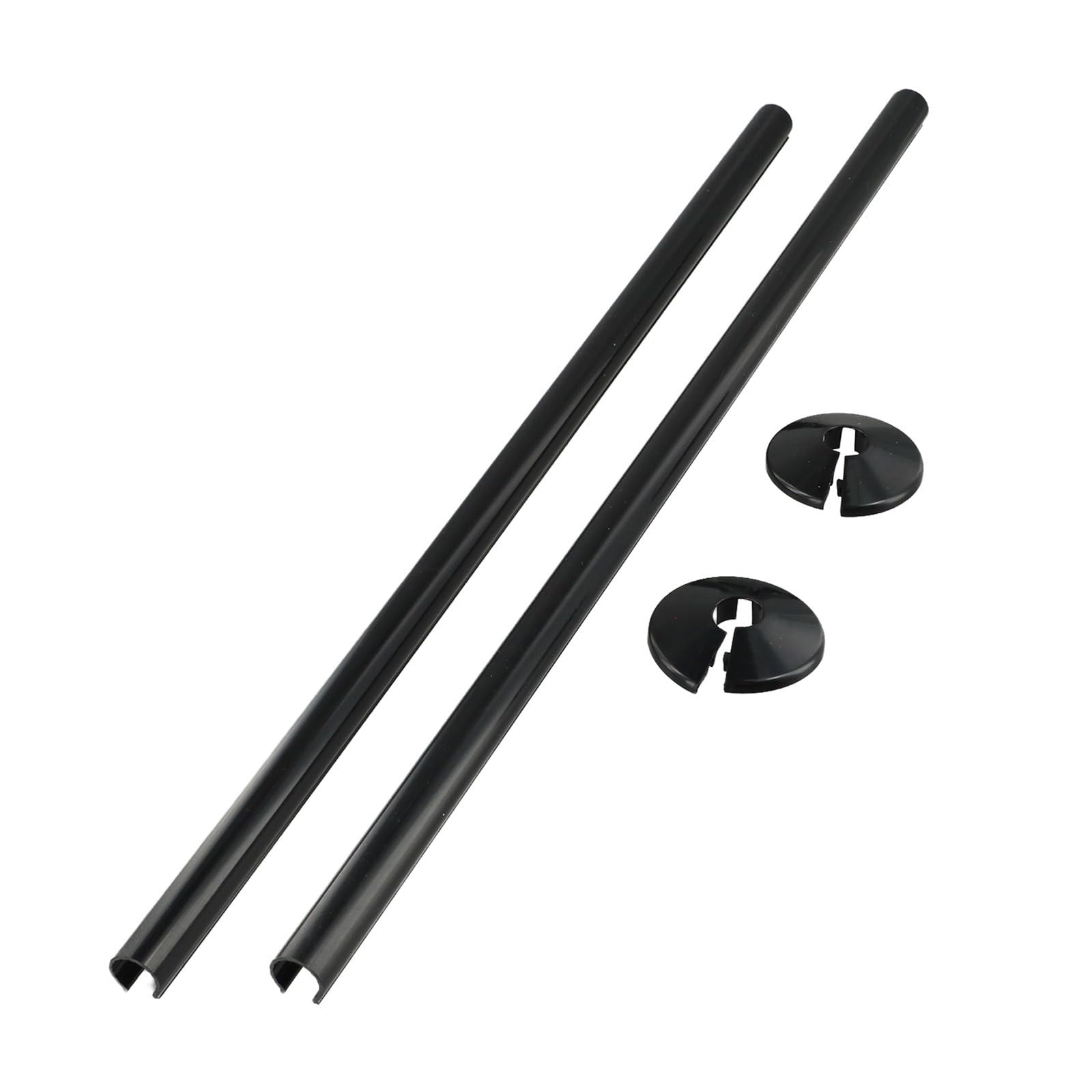 2PCS Radiator Pipe Covers with Collars Pipe Sleeves for Copper Plastic Heating Pipes 15mm x 500mm (Black)
