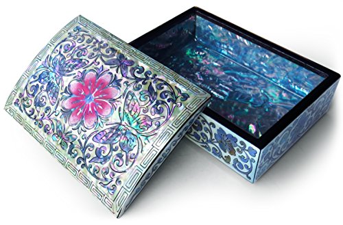 Maddesign Mother Of Pearl Small Jewelry Trinket Box Butterflies Flower #TOP6