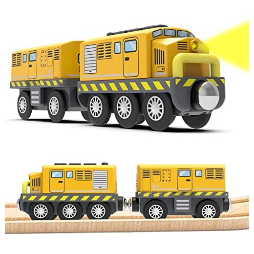 LiRiQi Treno Elettrico per Bambini, Rail Treno passeggeri, Locomotiva ad Azione a Batteria, Set di proiettili per Motore Compatibile Thomas Brio, Giocattolo educativo Regali Bambini Giallo