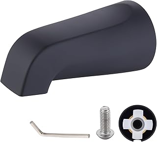 Universal Tub Spout with 5 in 1 Adapter, Bathtub Faucet Replacement Without Diverter, 5" Length, Fits 1/2", 3/4" IPS Thread for All Shower and Tub Faucet Brands (Black)