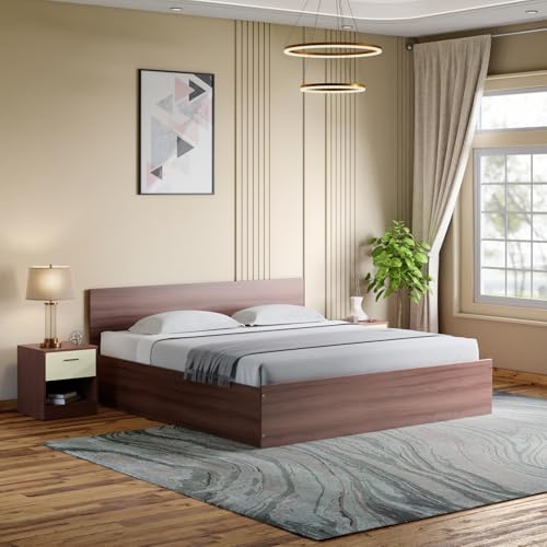 Image of Interio by Godrej EWA Engineered Wood Bed with Box Storage (King), 1-Year Warranty, Brown, Particle Board