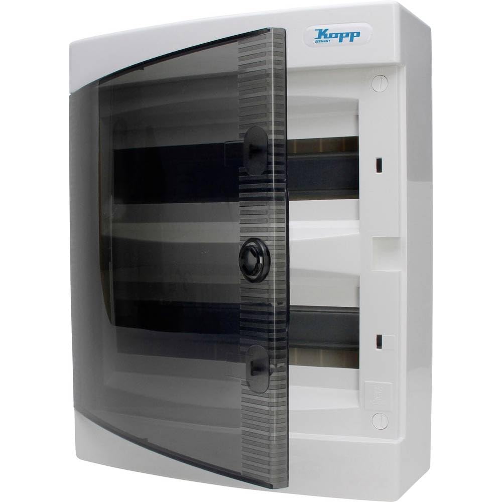 Kopp 350912048 Caja de distribución de Superficie con Puerta de 2 Filas para 24 Polos, Gris y Negro