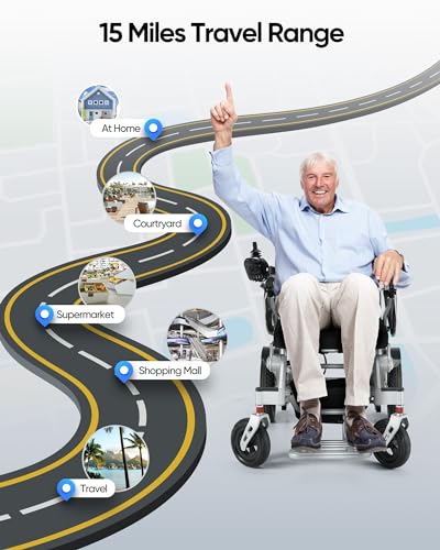 Electric Wheelchair for Adults,500W Dual Motors Powerful, 16 Inch Big Wheels, All Terrain Power Wheelchair, Compact Portable Motorized Wheelchair for Seniors, Long Travel Range - Thumbnail 4