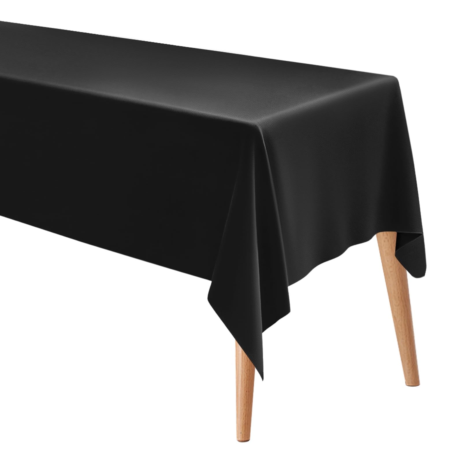 M METERXITY Rectangle Tablecloth, 55 x 87 Inch Thickened Waterproof Polyester Table Cloth for Banquets/Buffet/Parties/Wedding, Anti-Wrinkle Washable Decorative Table Cover [Black] — image 1