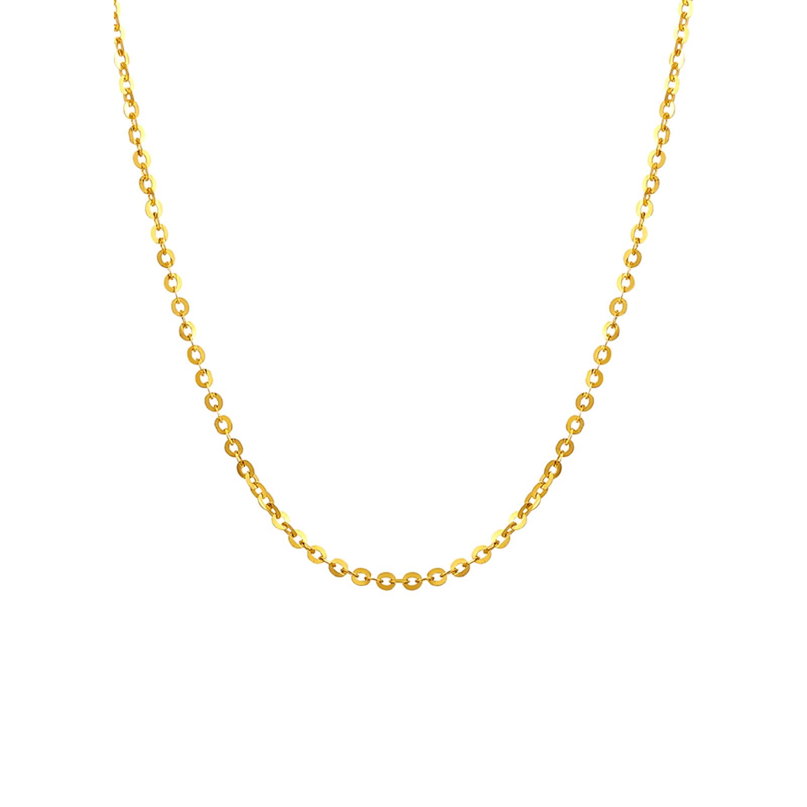 18K Gold Kabelkette 750er Gold O-Link-Kette für Damen Herren 40/42/45cm | 18K Gelbgold Chain Halskette Schmuck für Ihn Sie Paar Geschenke Valentinstag Jahrestag Geburtstag