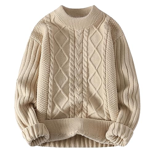 Generisch Abrigo Primavera Hombres Simple Cuello Redondo Cuello Redondo Abrigo Invierno Negro Hombres, caqui, 3XL