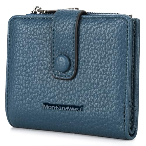 Image of Montana West Wallet Women RFID Blocking Wallets, Card Cases & Money Organizers Wallets with Zipper Coin Pocket, 2 Navy, 4.5 inch x 4 inch x 1 inch, Vintage