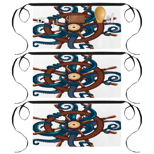 Tablier court de chef Lot de 3 demi tabliers de cuisine à poches Ocyopus