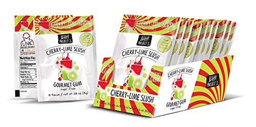 Project 7 Sugar Free Gum | Long Lasting Gourmet Bubble Gum | Low Carb & Low Calorie Chewing Gum | 12 Packs (144 Pieces) - Cherry Lime Slush