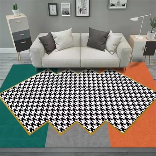 Tapis de jeu multicolore orange vert gris 180x250cm à poil confortable