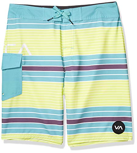RVCA Boys' UNCIVIL Stripe Trunk, Limeade, 29