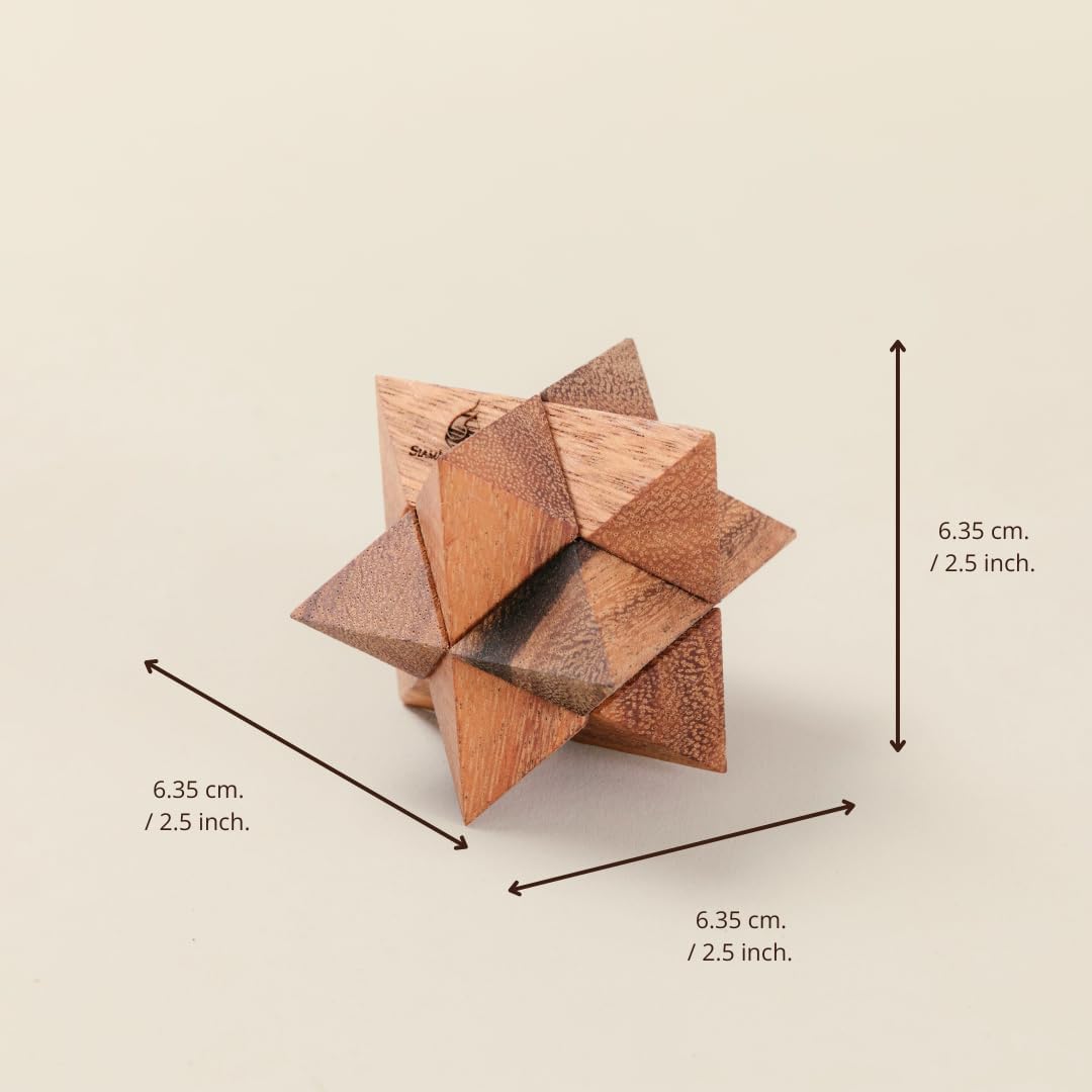 Shooting Star Puzzle: 3D Brain Teaser Wooden Puzzle for Adults Classic Handheld Interlocking STEM Skill Builder Interlocking Game Educational Problem-Solving Game