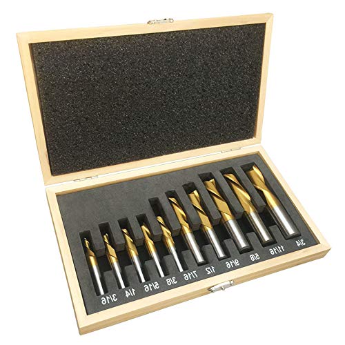 DBM IMPORTS Set of 10 PC 2 Flute HSS End Mill Set Tin Coated Single End Shank Mills