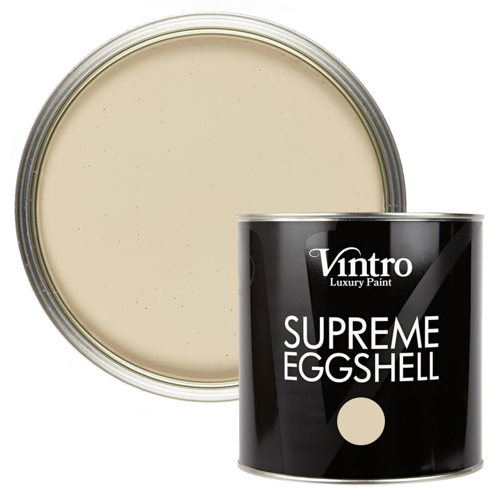 Vintro Paint | Eggshell Paint | for Walls | Wood | Trim | Satin Furniture Paint | Interior & Exterior Use. (Dark Cream - Old Lace, 2.5 Litres)