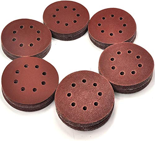 120-Piece Great Value,Sandpaper Discs,Sanding disc,Sandpaper disc Sandpaper,5 Inch 8 Hole Hook and Loop Sandpaper Sanding Disc Sandpaper Sanding Sheets Assorted 40 60 80 120 150 240 Grits Sander