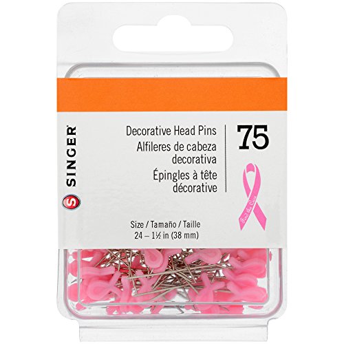 Singer 00370SINGER 75 Count Breast Cancer Awareness Decorative Straight Pins, 1-1/2-Inch, Size 24