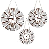Zzbakress 3 Pcs Wood Windmill Wall Decor Farmhouse Decor for Barhroom Countryside Wooden Windmill Kitchen Wall Decor Vintage Wall Art Decor for Living Room Bedroom Patio Office Shop (Farmhouse, 3)