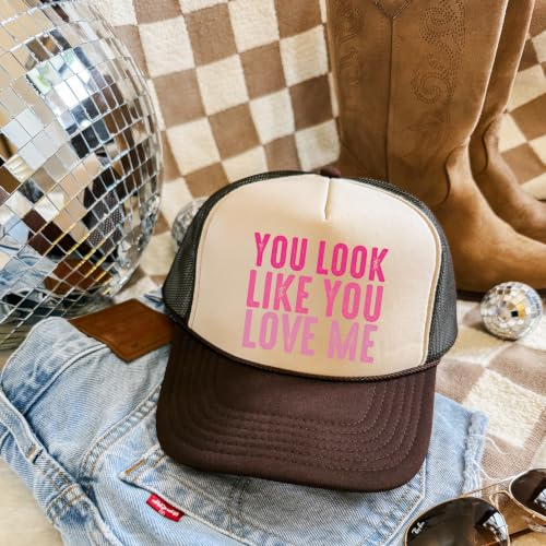 Image of You Look Like You Love Me Trucker Hat Country Song Lyrics Adult Classic 5 Panel Mesh Snapback