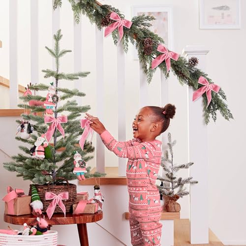 Utehilly 24 Pcs Pink Small Velvet Christmas Bows...