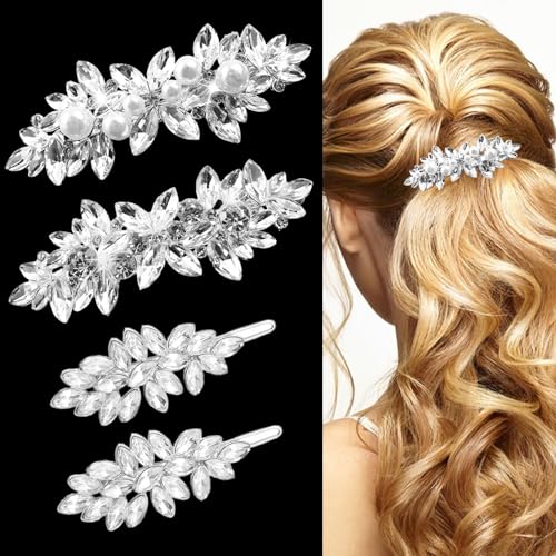 Pinzas para cabello nupciales con strass pack 4 miniatura 1