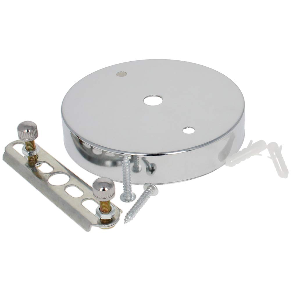 Othmro Kit Plafone Per Lampadario, Base Tonda Per Soffitto, 100x20 Mm, Bianco, In Ferro, Con Viti, Per Lampade A Sospensione E Fai Da Te