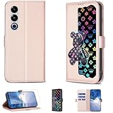 Case Compatible for Meizu 21 Geely Galaxy Phone Case Flip Stand Cover [with Tempered Glass Screen Protector] JXX-Pink