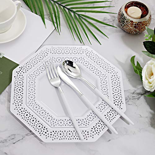 WELLIFE Premium Silver Disposable Dinner Plates, 72 Pieces, 10.25"