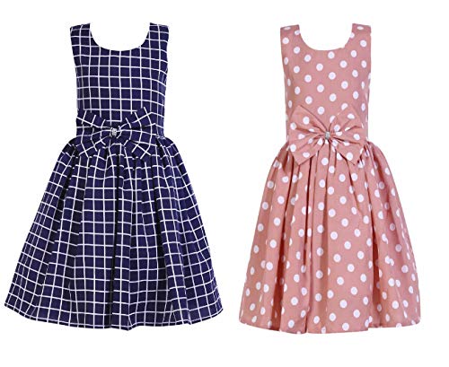 Image of Casual Frock for Baby Girls,Blue Printed and Olive Printed,Pack of 2