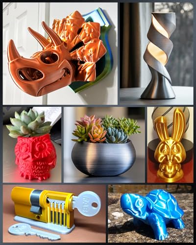 Image of 3D Printer Silk Filament, SUNLU Shiny Silk PLA Filament 1.75mm, Smooth Silky Surface, Great Easy to Print for 3D Printers, Dimensional Accuracy + /- 0.02mm, Red+Blue+Orange+Red Copper, Total 4KG