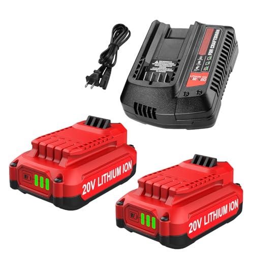Image of Powilling 2Pack 20V 3.5Ah Replacement for Craftsman 20V Battery V20 Battery and Charger Kit for CMCB204 CMCB205 CMCB206 CMCB201 CMCB124+ CMCB104 Craftsman 20 Volt Fast Charger
