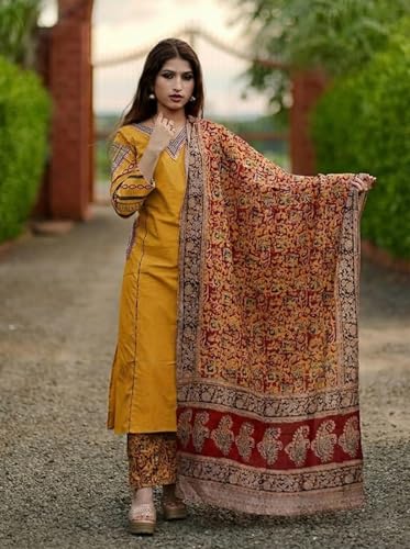Image of ANNI Designer Women's Rayon Viscose Straight Kurta Set with Palazzo and Dupatta | Stylish Long Kurti Dress for Festive, Party, and Ethnic Wear
