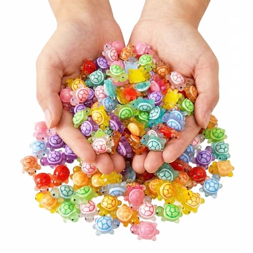 LionWell 100 Pcs Mini Resin Turtles Tiny Sea Turtle Figurines to Hide on Cruise Miniature Ocean Animals for Aquarium Micro Landscape Fairy Garden and DIY Crafts Dcor