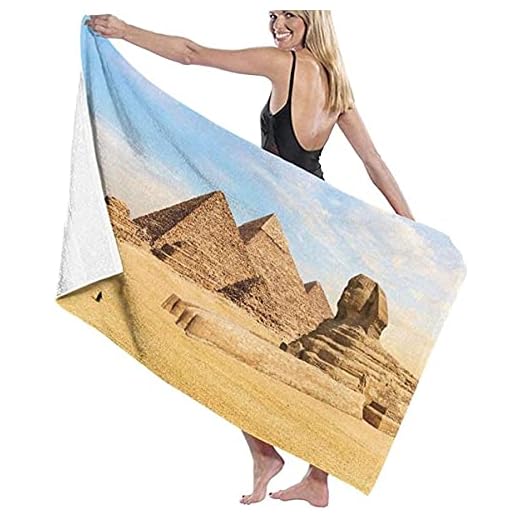 Strandhanddukar mikrofiber Pyramiderna i Giza och den stora sfinxen Egypten stort badlakan lätt strandhandduk perfekt för familj hotell resor simning fitness sport