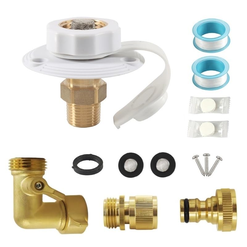 Image of RV City Water Inlet, Check Valve with 90-Degree Elbow, Quick Connect Hose Fitting, City Water Connection for rv, Camper, Motorhome, Trailer, Marine Boat