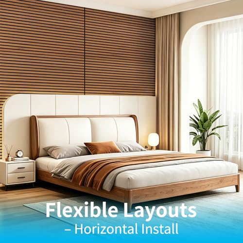 Image of Art3d 47 x 23.6 Inch Acoustic Wood Slat Design Wall Panels, 4-Pack, Walnut