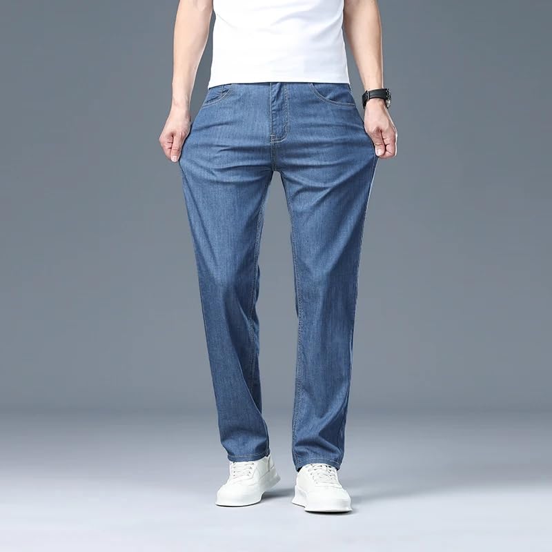 Summer Thin Men's Straight Jeans Casual Straight Business Trousers Male Denim Pants3