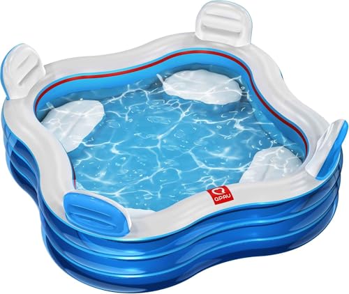 QPAU Inflatable Swimming Pool, Jelly Blue