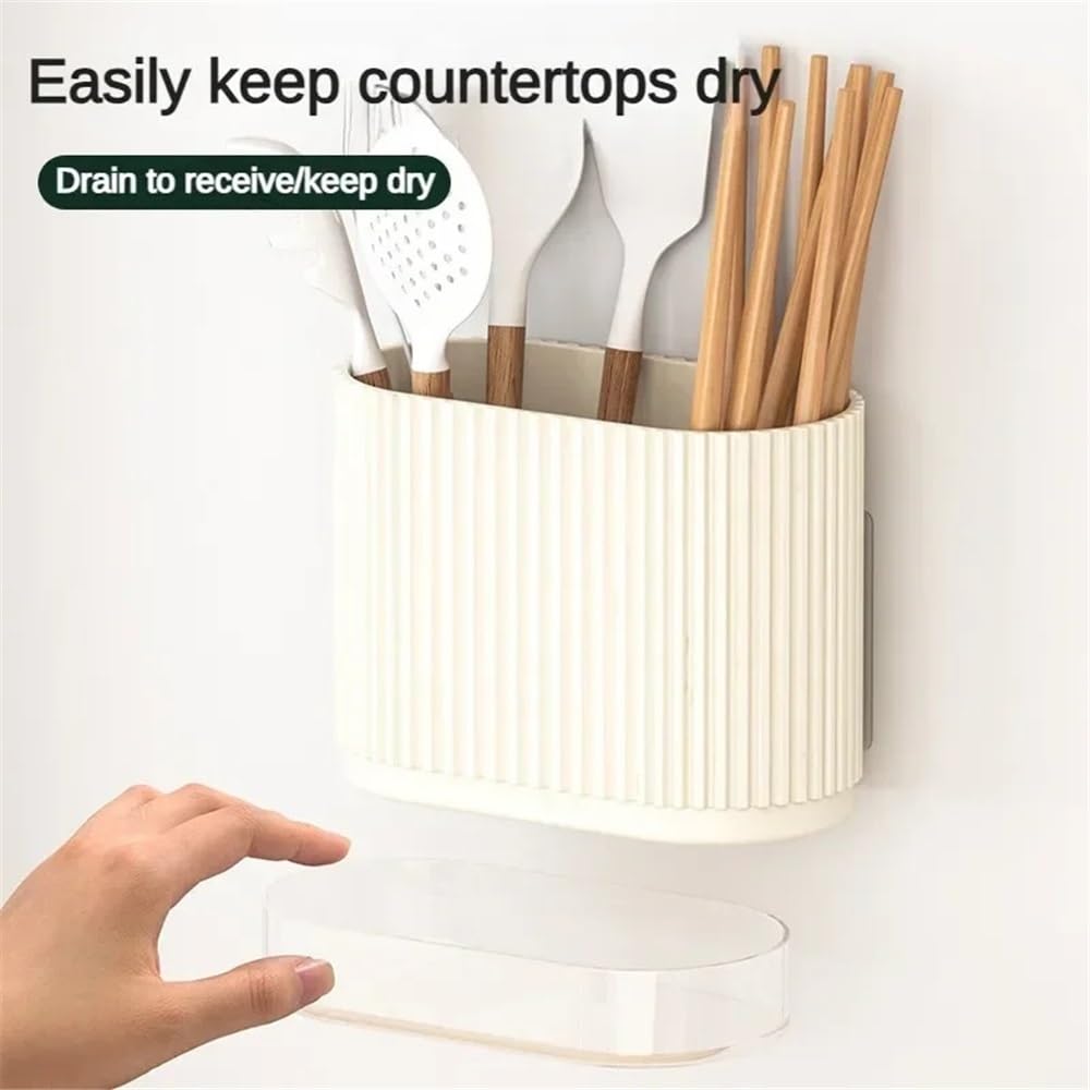 Porte-ustensiles, Porte-Couteaux, Porte-ustensiles, égouttoir ménager, Support Mural for Vaisselle de comptoir, Bloc à Couteaux(White)