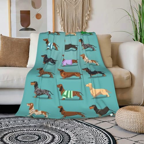 HGOD DESIGNS Cute Dachshund Dog Pattern Fleece Blanket Throw (100x130cm), 100 x 130cm - Image 3