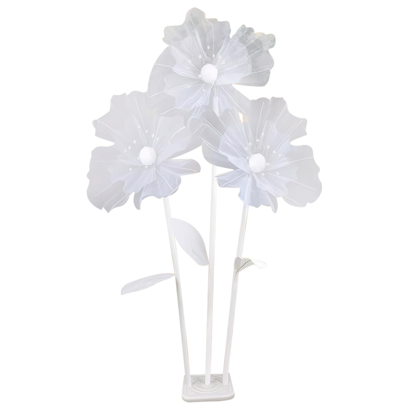 Fleurs géantes en gaze artificielle avec 3 têtes et tige pliable pour décorations de floor
