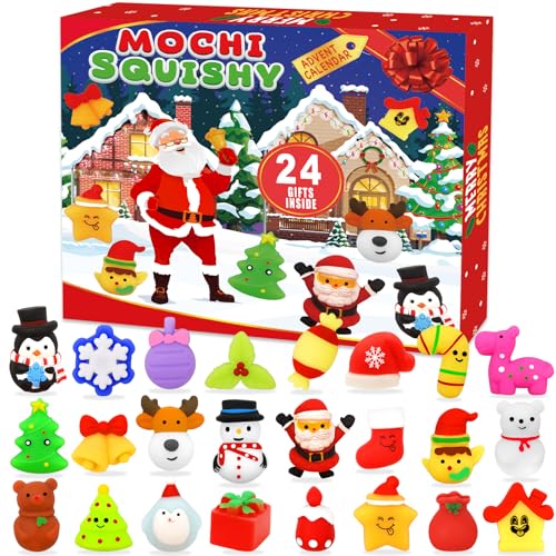Advent Calendar 2024 for Kids 24 Days Christmas Countdown Calendar Mochi Squishy Stress Relief Toys for Kids Girls Boys Teens Toddlers Christmas Party Favor Gifts