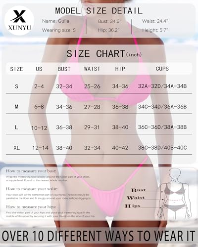 Image of XUNYU Thong Bikini Sets for Women - Brazilian Micro String Bikinis Sexy Two Piece Swimsuit Triangle Top Halter Bathing Suits
