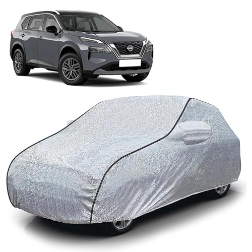 Image of Sulfar 100% Waterproof Car Body Cover Compatible with Mirror for Nissan XTrail (Triple Stitched, Full Bottom Elastic, Magic Silver with Black Piping)
