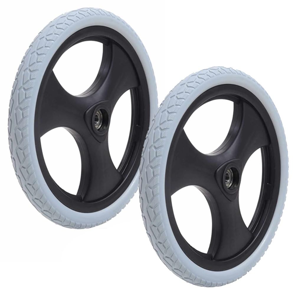 Ruedas Trasera De Recambio Silla De Ruedas, 12、16 Pulgadas Ruedas De Repuesto Para Silla De Ruedas, Neumático De PU Sólido(Black,1 Pair-16in/38cm)