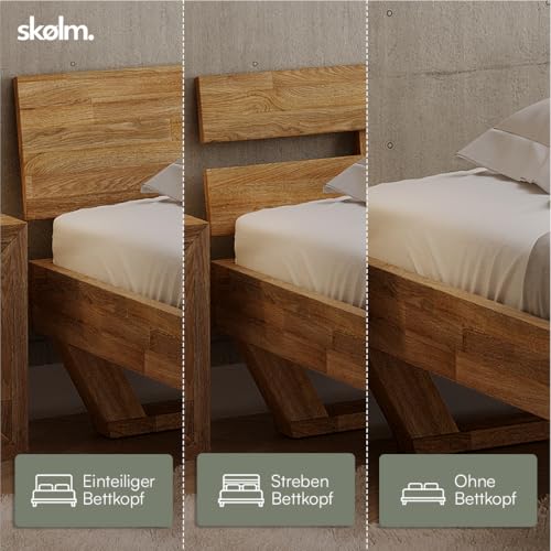skølm Nornir Massivholzbett 140x200 cm – Bettrahmen aus Massivholz Eiche geölt – hochwertiges Holzbett mit Kufen Bettbeinen – Bettgestell ohne Bettkopf – geeignet als Doppelbett – Bild 8