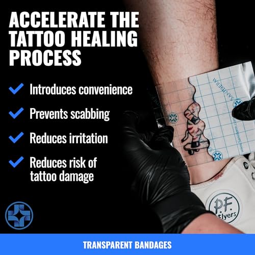 Image of Saniderm - Original Tattoo Aftercare Bandage Roll - 10.2 in x 8 yd Roll | Contains Waterproof, Sterile, Latex-Free Tattoo Film, Gloss Finish and Medical-Grade Aftercare Wrap for Fresh Ink Protection.