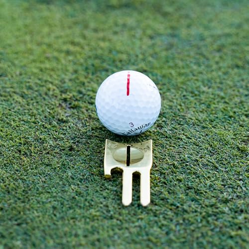 Image of Birdicorn Golf Divot Repair Tool. Golf Ball Marker Divot Tool (Pink w /Ball Marker)